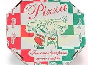 caixa de pizza com propaganda
